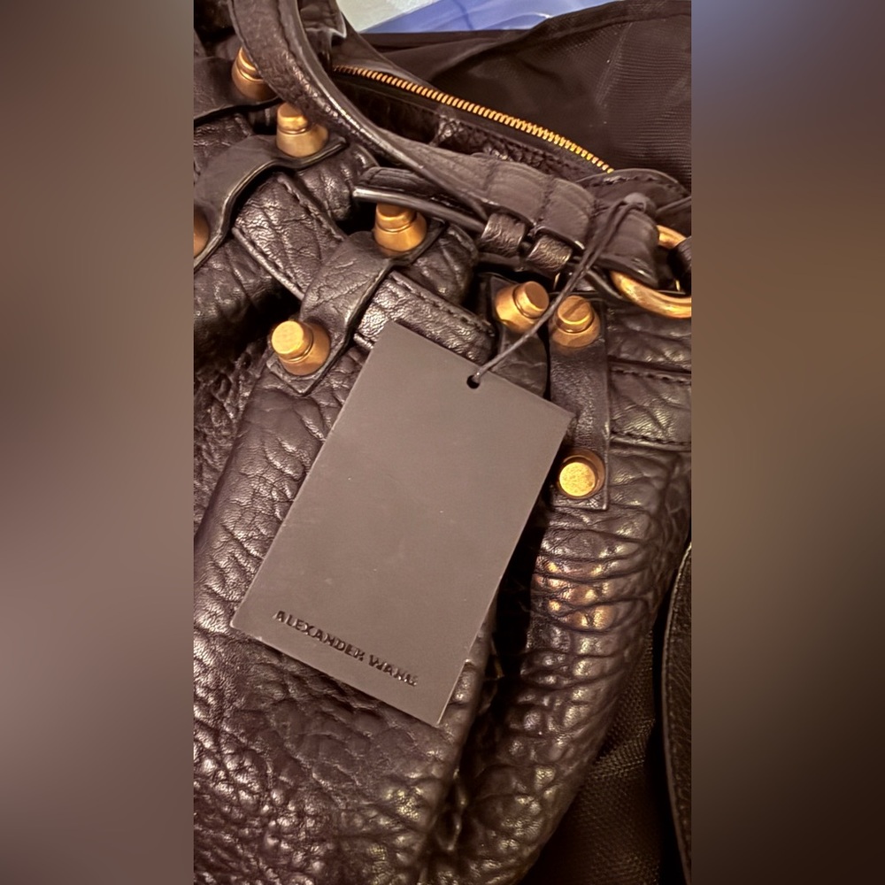 Alexander Wang Black Leather Drawstring Shoulder Bag with Studs New With Tag - Picture 3 of 6